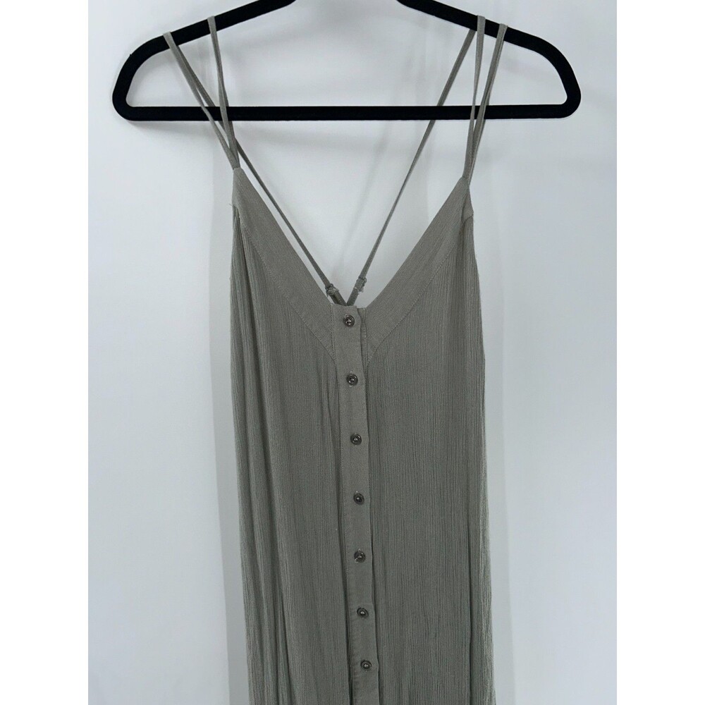 Wishlist Sage Green Maxi Dress Size M Boho Crinkle Button Front Strappy Midi - Picture 2 of 7